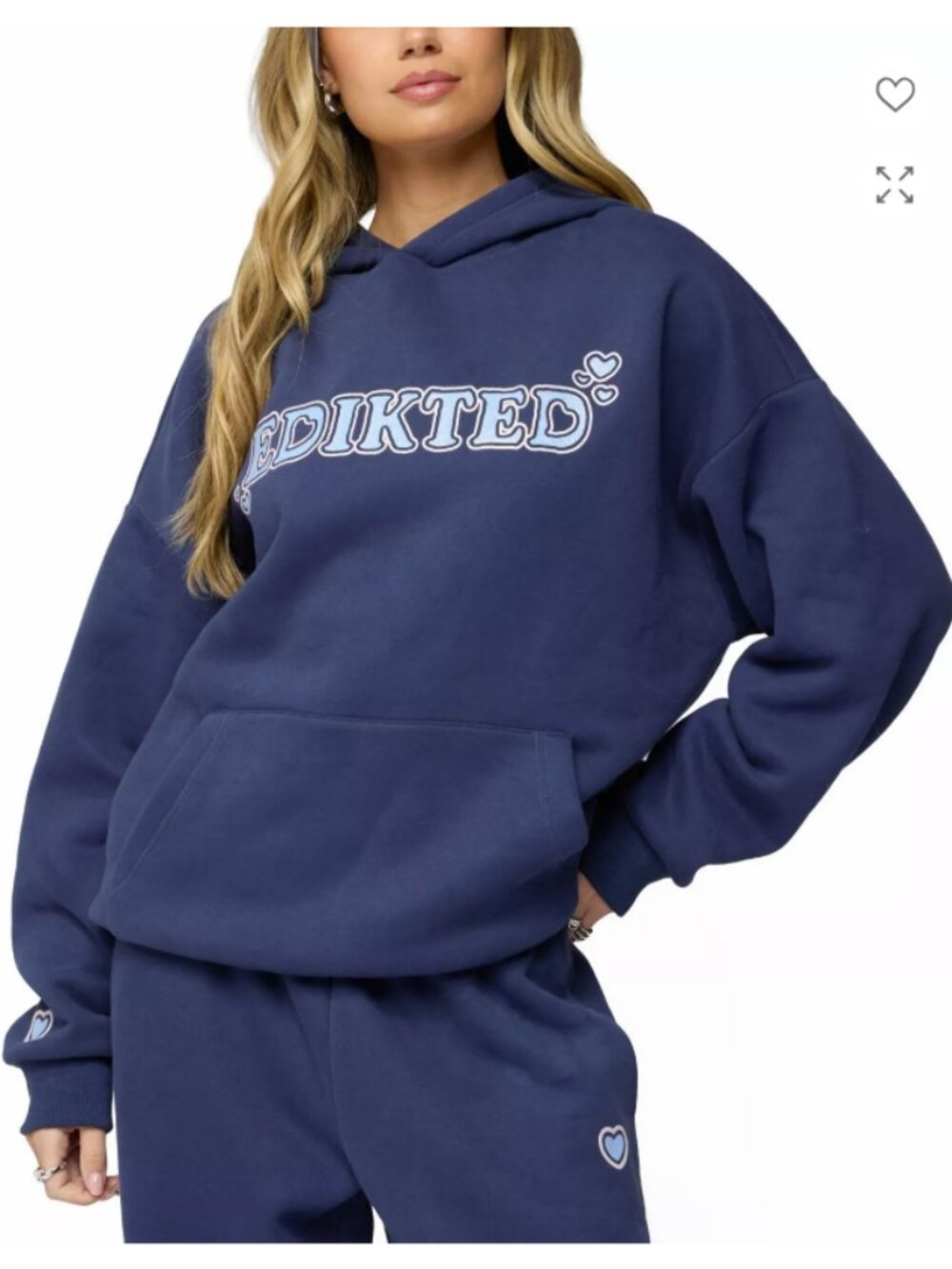 Edikted Glitter Girl Hoodie -Navy Blue